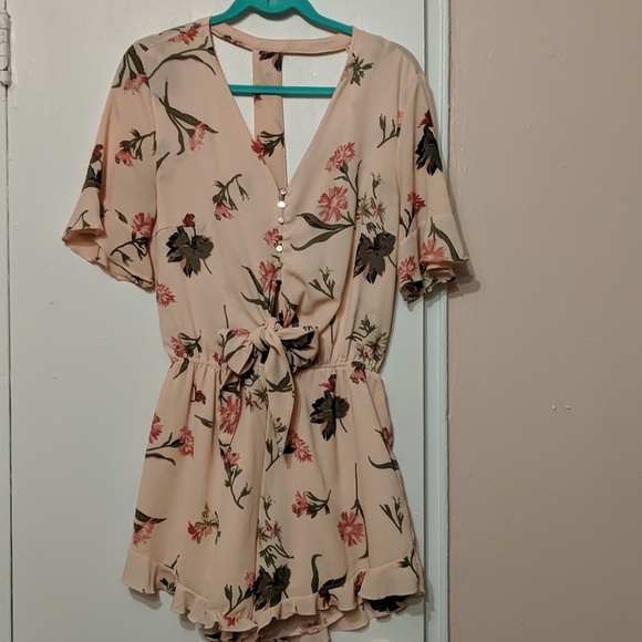 Pink and Green Floral Romper - Picture 1 of 8